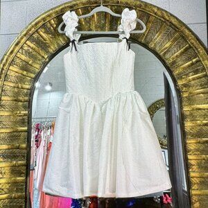 Ivory white short dress wedding rehearsal, bridal shower, party, or dance